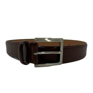 Trafalgar Italian Leather Belt Sz 32 Chocolate Brown Silver Toned Buckle EUC